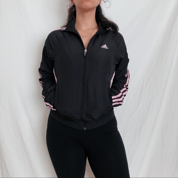 Adidas Pink + Black windbreaker trackjacket. - Picture 2 of 3